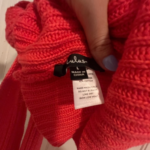 Lulu's Coral Tie-Back Cropped Sweater Tank - Picture 4 of 8